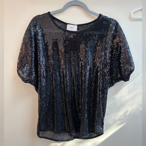 Stunning Sheer Black Sequin Women's Top